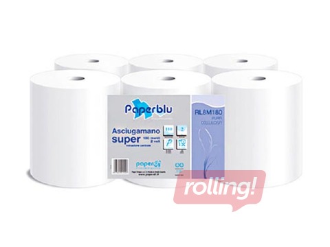 Бумажные полотенца Paperblu Centerfeed 180м, 486 листов, 2 слоя, 6 рулонов