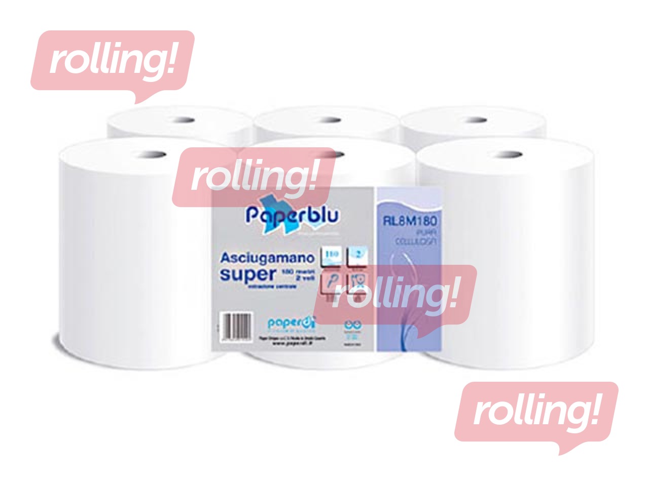 Paberrätikud Paperblu Centerfeed 180m, 486 lehte, 2 kihti, 6 rulli