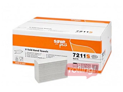 Hand wipes Celtex Save Plus V (narrow 9cm), 18 packs, 2 layers, white