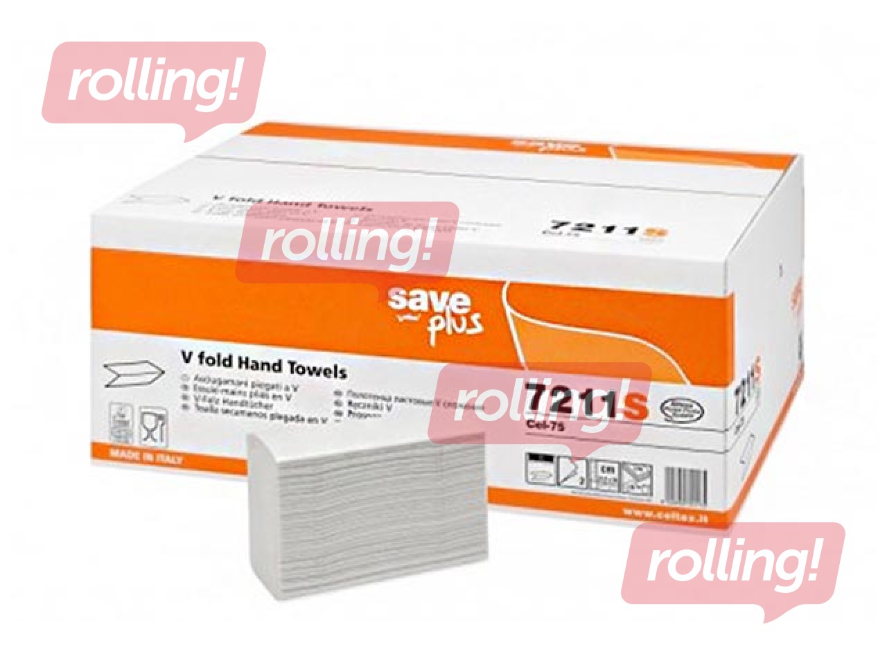 Салфетки для рук Celtex Save Plus V (узкие 9cm), 18 пачек, 2 сл, белые
