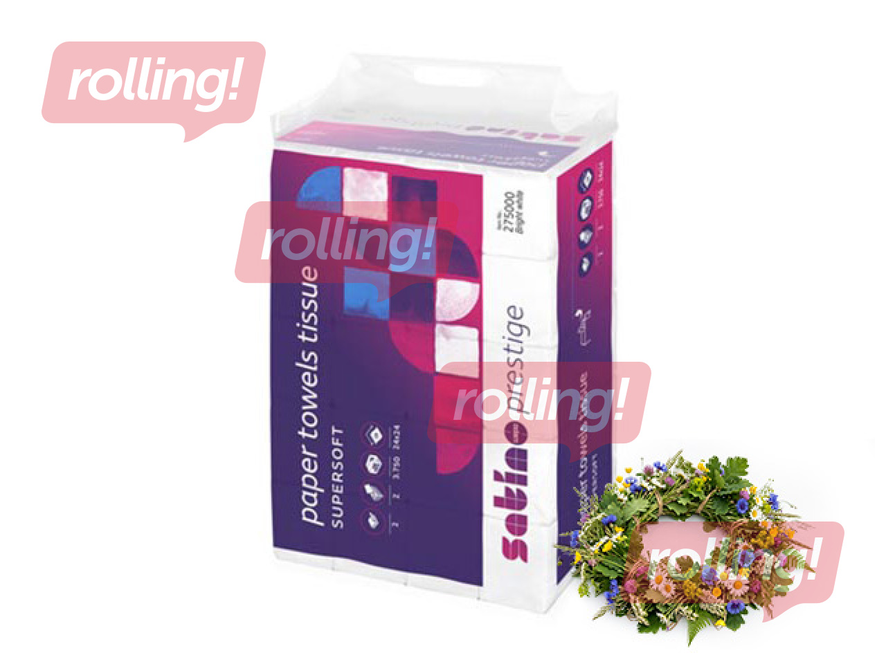 Бумажные полотенца листовые Satino Prestige Z, 24x24см (узкие 8 cm), 25 пачек +Подарок к летнем