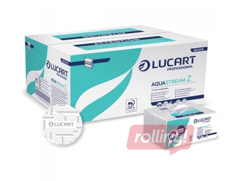 Быстро растворищияся полотенца для рук LUCART AquaStream Z, узкие 9.5 см, 1 пачка, 2 слоя, белые