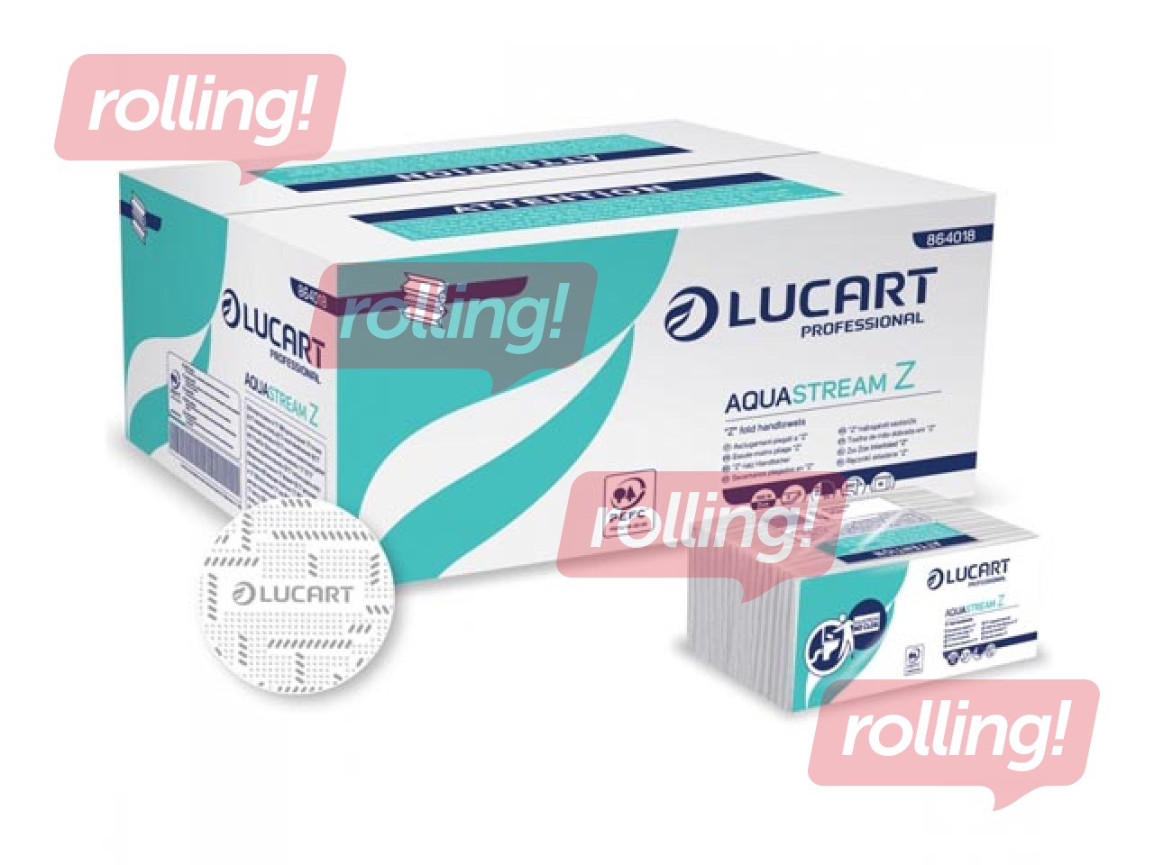 Быстро растворищияся полотенца для рук LUCART AquaStream Z, узкие 9.5 см, 1 пачка, 2 слоя, белые