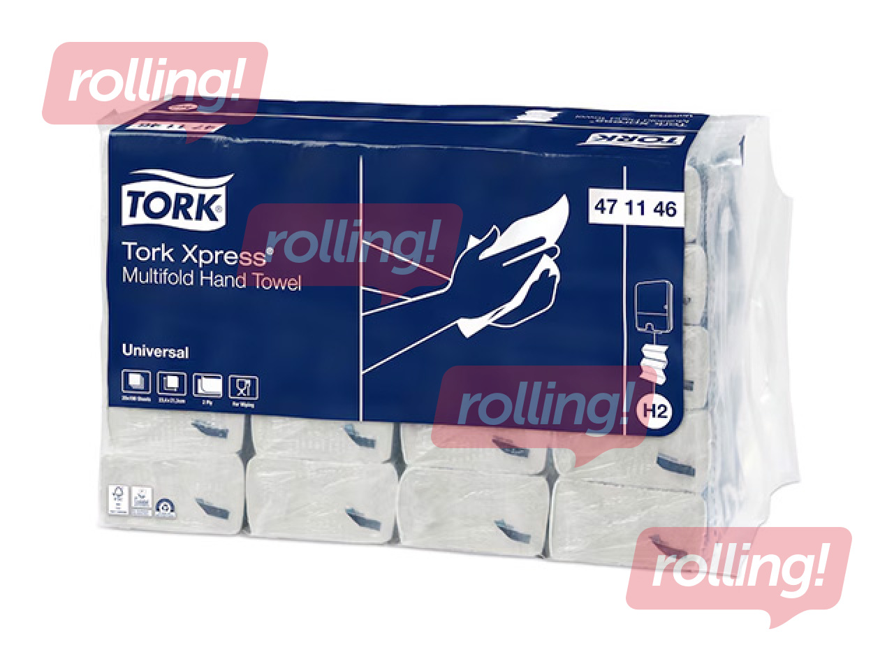 Käterätt Tork Xpress Multifold H2, 2 kihtis, valge, 20 pakk