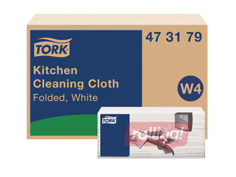 Mittekootud köögipuhastuslapid Tork, W4, valged, 1-kiht, 75 tk.