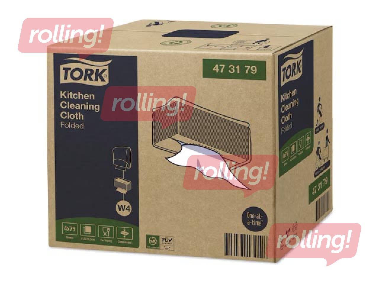 Mittekootud köögipuhastuslapid Tork, W4, valged, 1-kiht, 75 tk.