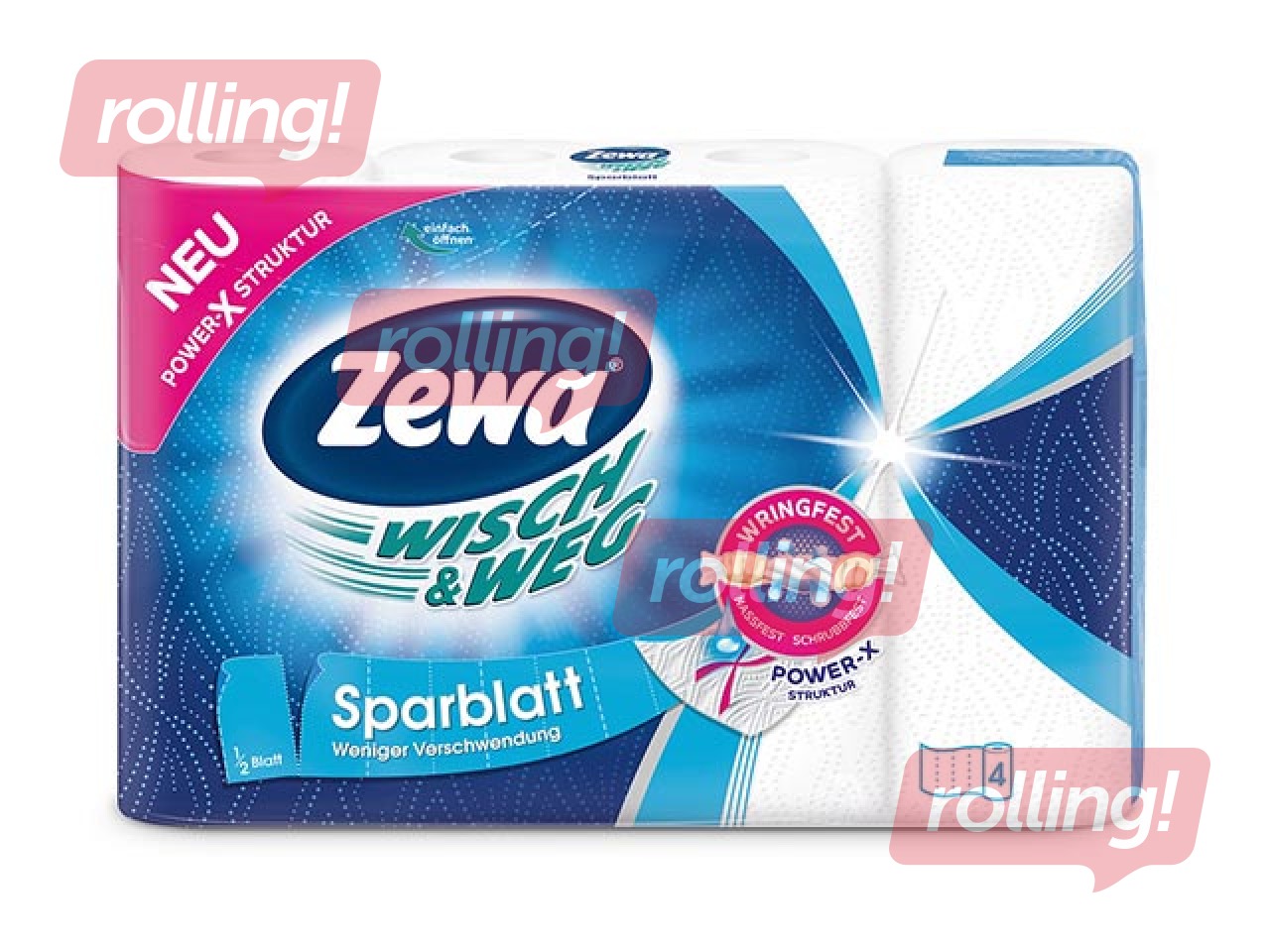 Paberkäterätik Zeva Wisch & Weg Sparblatt, 4 rulli