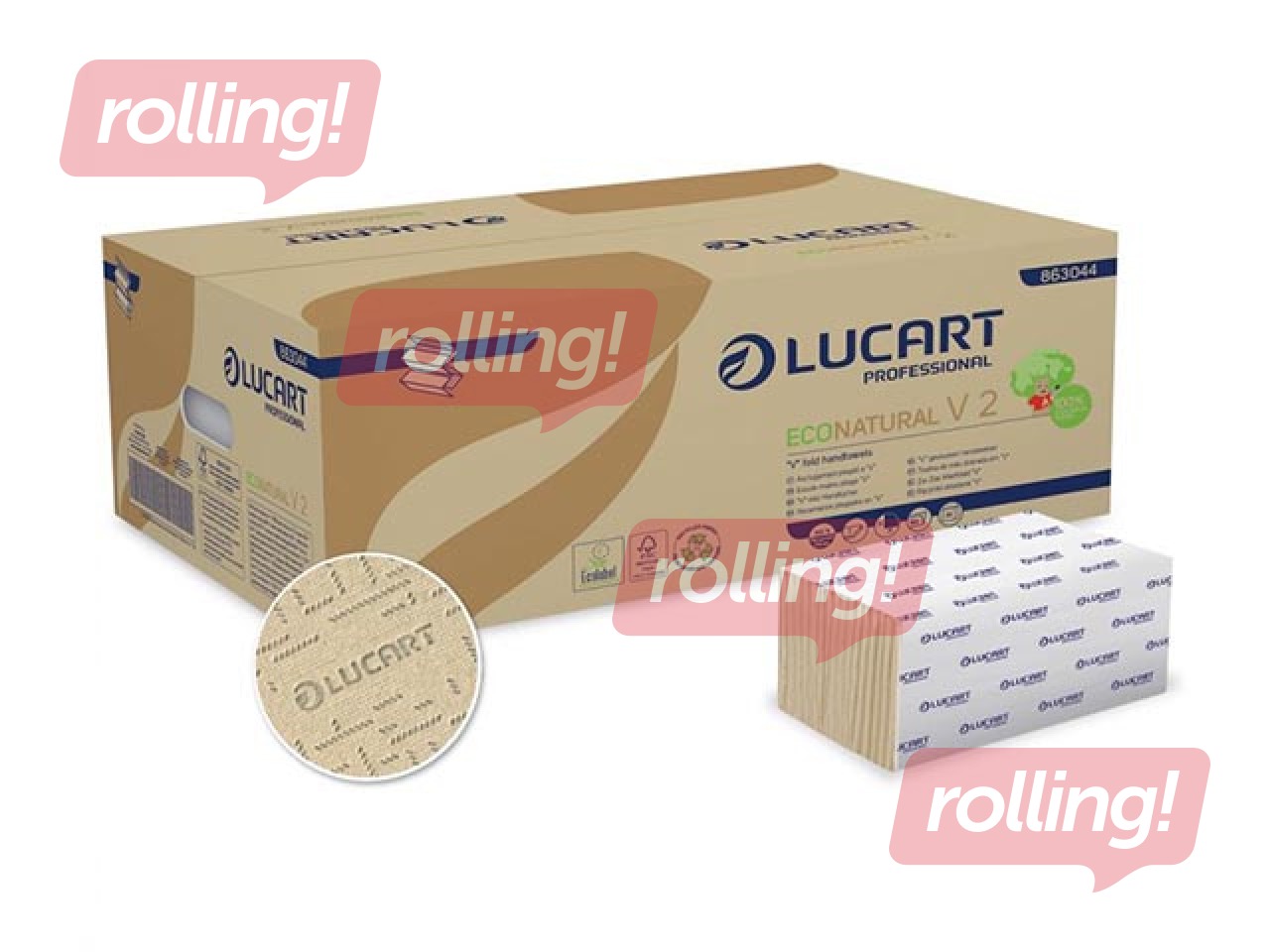 Бумажные полотенца LUCART ECONATURAL V2, 21x21см, 2 слоя, бежевые