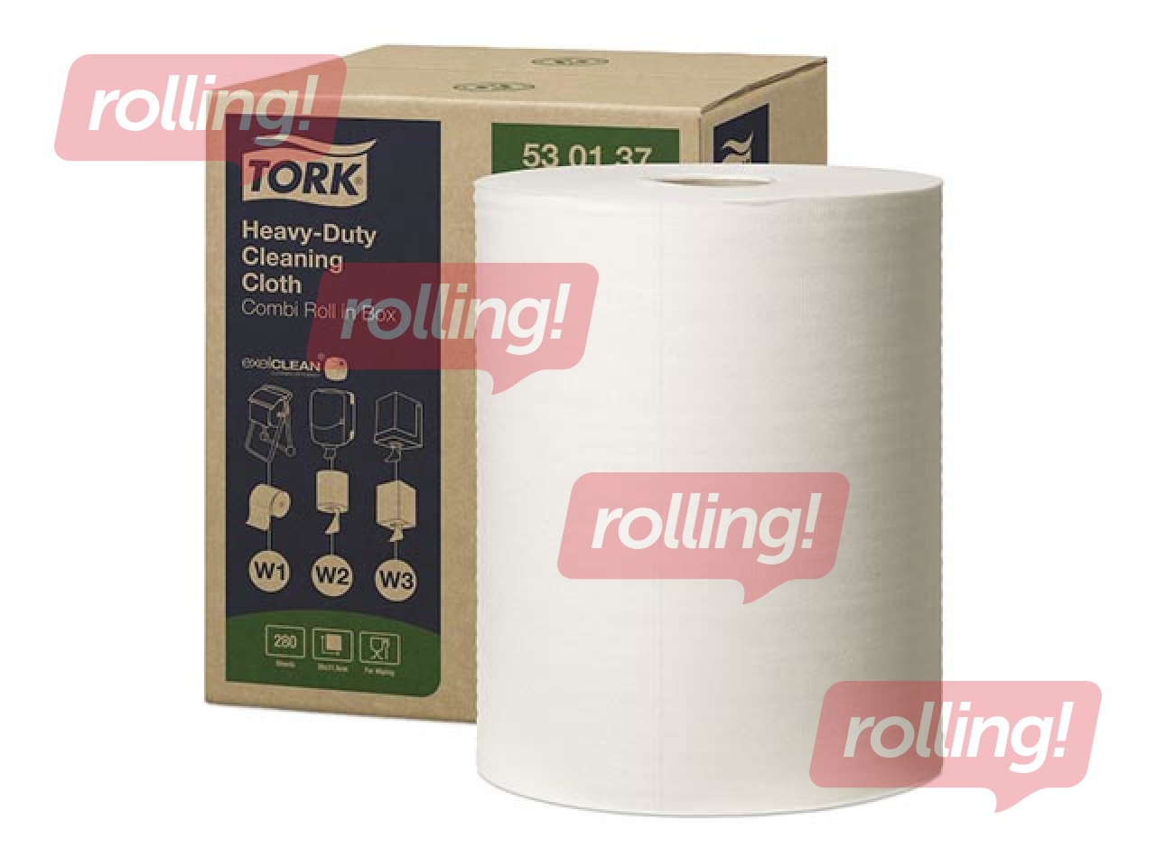 Промышленная безворсовая бумага Tork, Heavy Duty Cleaning, 106.4м, 1 слой, белая, 1 рулон