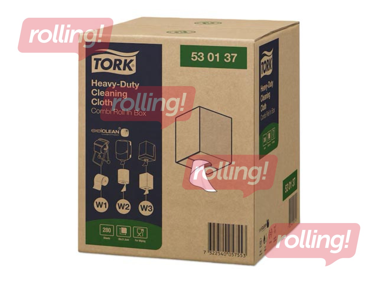Tööstuslik ebemevaba paber Tork, Heavy Duty Cleaning, 106.4m, 1-kiht, valge, 1 rull