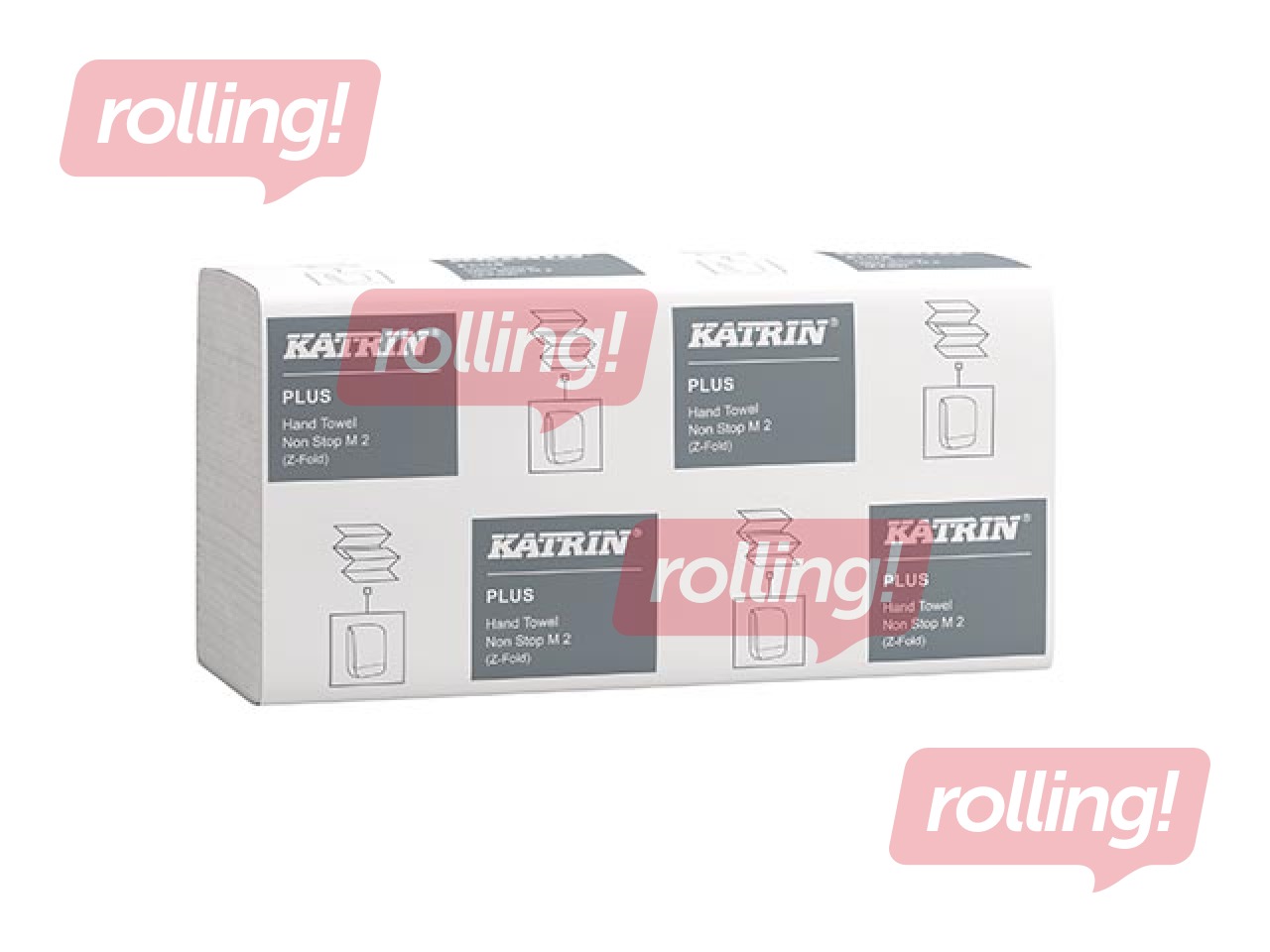 Papīra dvieļi Katrin Plus Non Stop, M2, Z-fold, balti, 2 slāņi, 135 loksnes, 21 paciņa