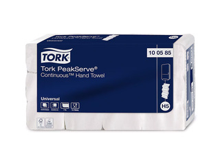 Paberikäterätikud lehtedena Tork Universal, PeakServe Continuous, H5, valge, 1-kiht, 410 lehte, 1