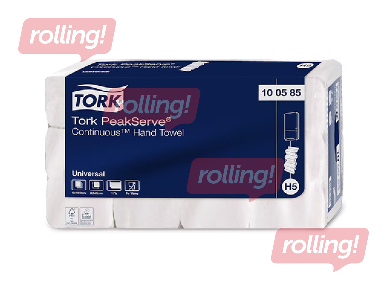 Paberikäterätikud lehtedena Tork Universal, PeakServe Continuous, H5, valge, 1-kiht, 410 lehte, 1