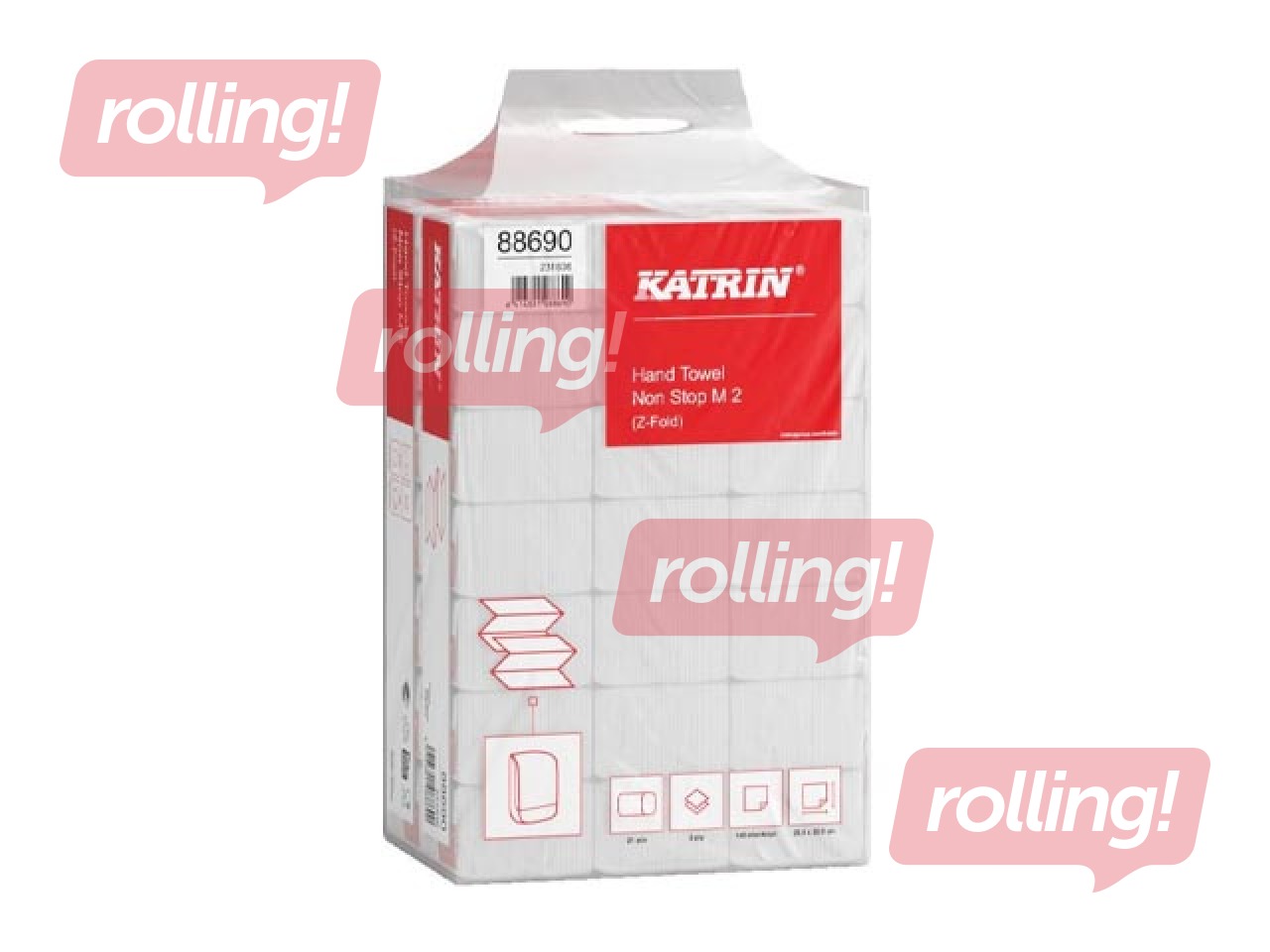 Paberrätikud lehtedena Katrin, Non Stop M2 Z-fold, valge, 2 kihti, 21 pakk.