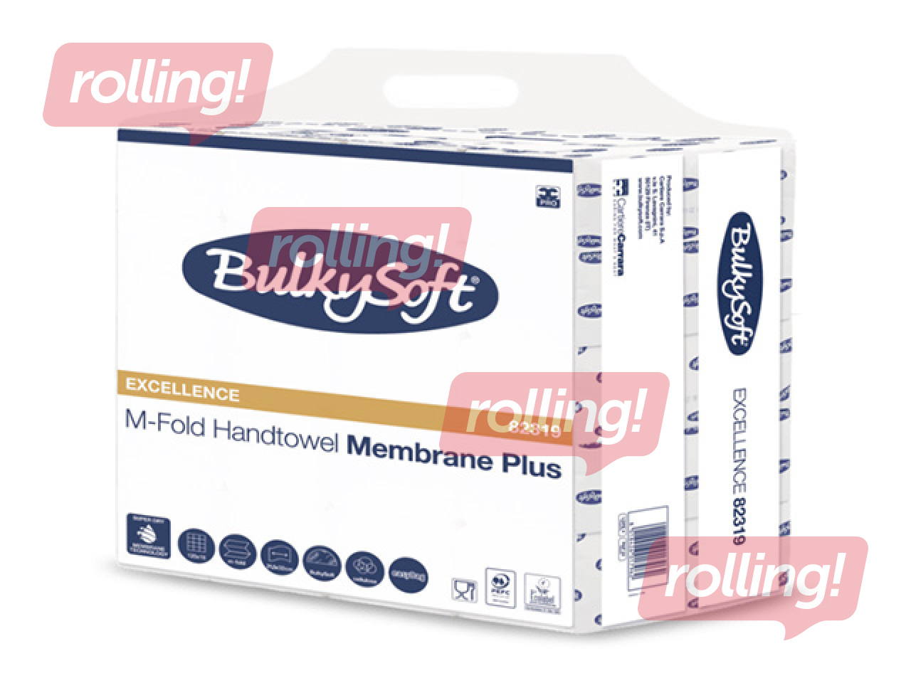 Paberrätikud Bulkysoft Membrane Plus, W-volditavad, H2, valged, 120 lehte, 3-kihilised, 15 pakki.
