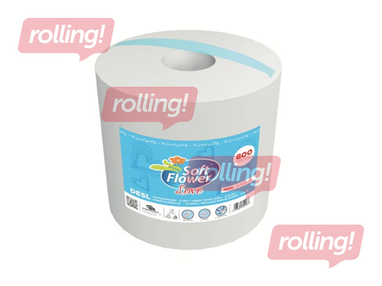 Love Soft Flower paper towels, 1 roll, 2-ply, 800 sheets