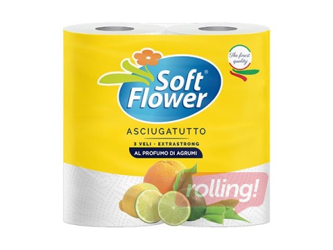 Бумажные полотенца Soft Flower, ароматизированные, 2 рулона, 3 слоя, 140 листов