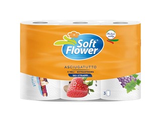 Soft Flower paper towels, 3 rolls, 3-ply, 150 sheets