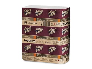 Бумажные полотенца Selpak, Pro Extra, Z-сложение, H2, белые, 200 листов, 2 слоя, 12 уп.
