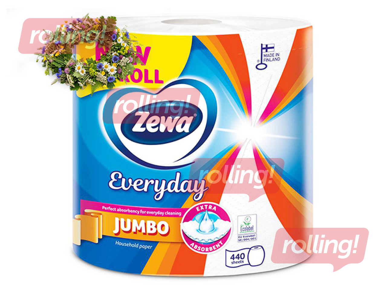 Paber­rätik Zewa Everyday Jumbo XXL, 1 rull, 2 kihti, 440 lehte +Jaanipäeva kingitus!