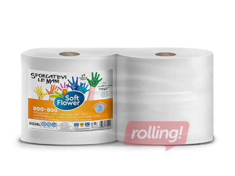 Soft Flower paberrätikud, 2 rulli, 2-kihiline, 1600 lehte