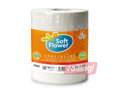 Tööstuslik paber Soft Flower, valge, 1 rull, 2-kihiline, 333 lehte