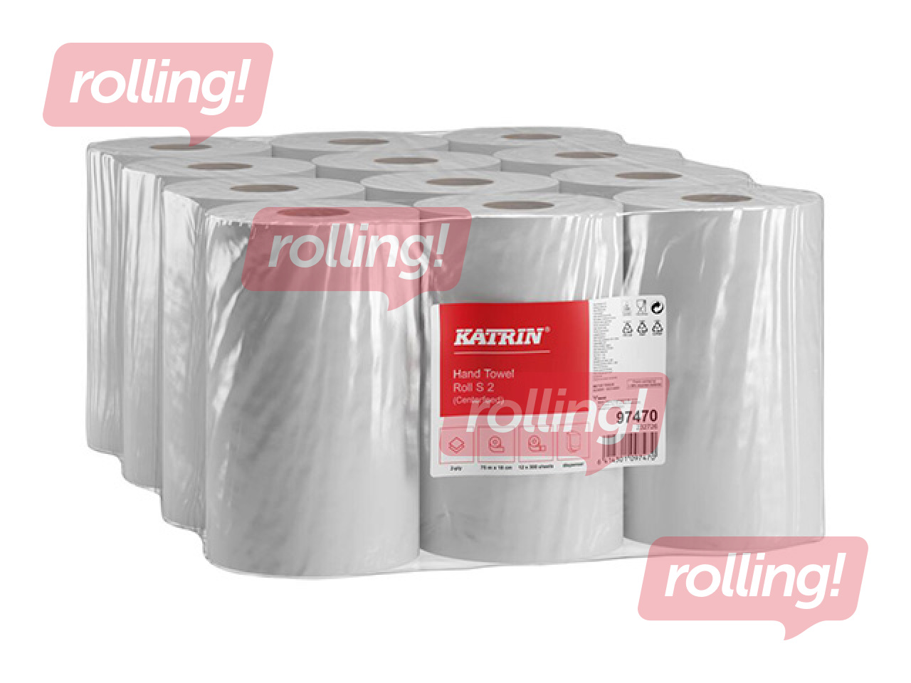 Paberirätikud Katrin Centrefeed S2, 12 rulli, 2-kihilised, valged