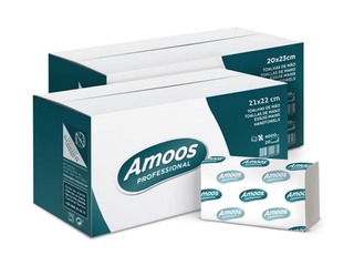 Paper towels in sheets Amoos, V-fold, H3, 2 ply, 160 sheets, white, 20 pack/pack.