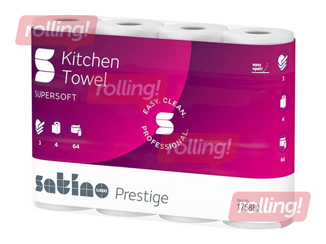 Papīra dvieļi Satino Prestige, 3 slāņi, 14m, 4 ruļļi