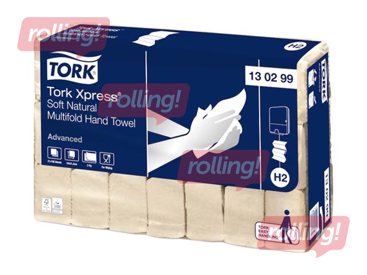 Paberrätikud Tork Advanced Multifold H2, 1 pakk, 180 lehte, 2-kihiline, naturaalne värv