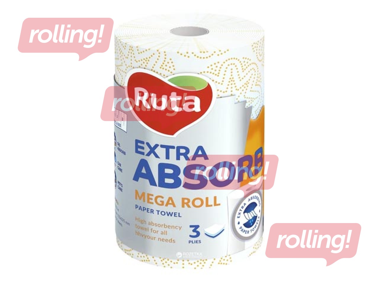 Paberrätik Ruta Selecta Mega rull,1 rull, 3-kihiline, valge