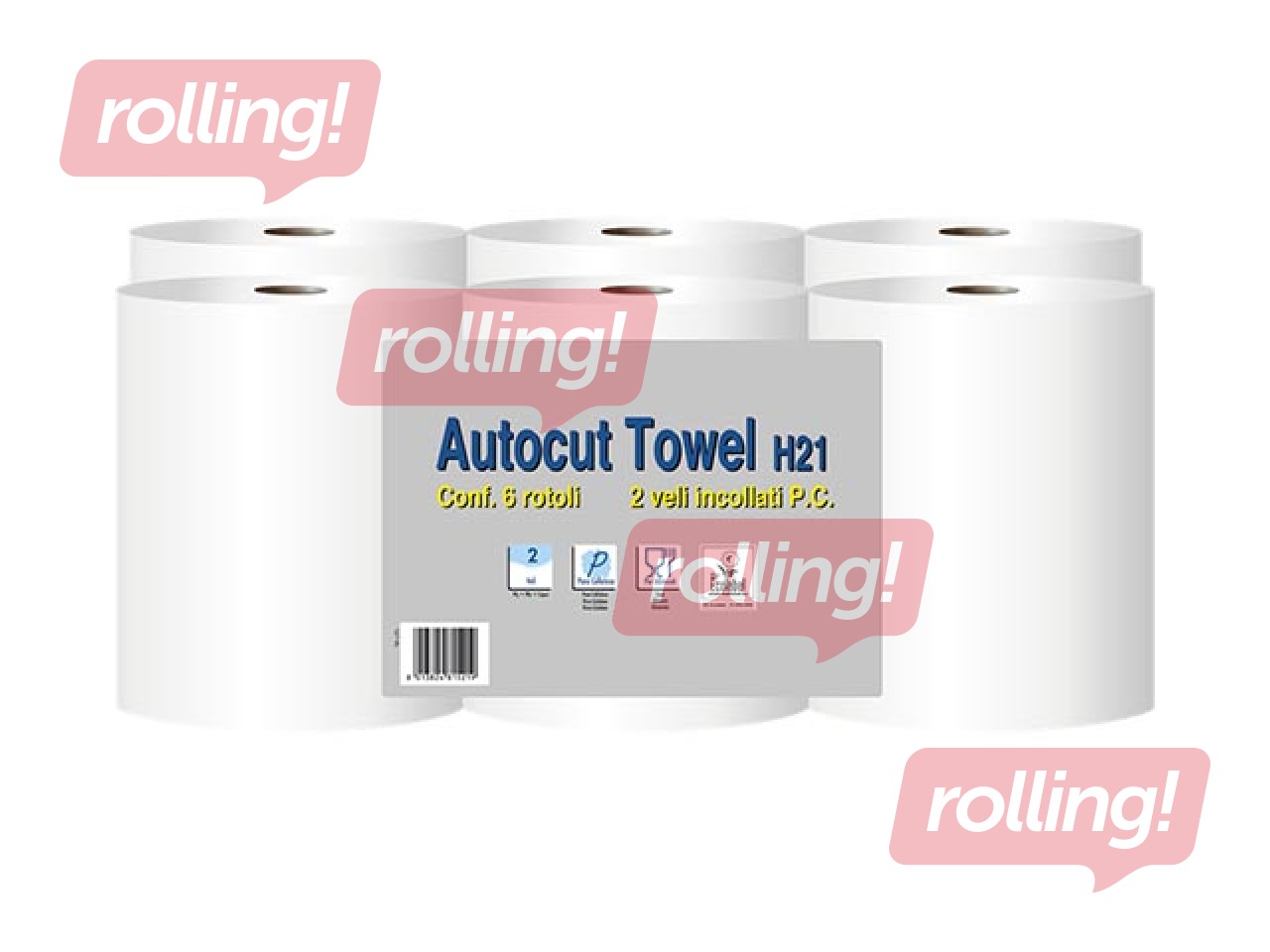 Käterätikud Autocut, 6 rulli, 2 kihti, 130 m, valge