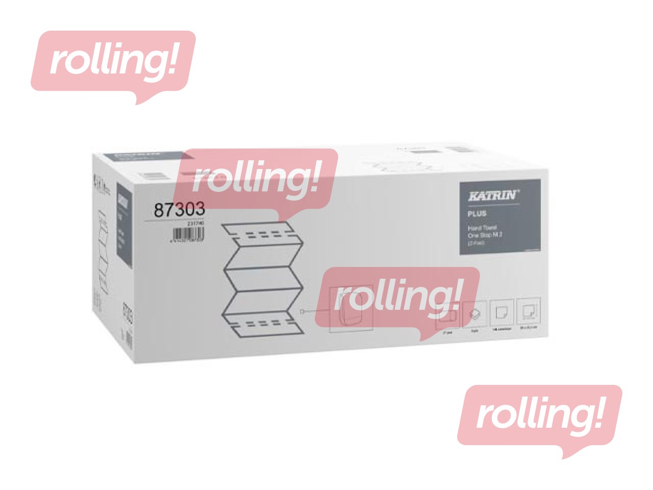 Paper towels in sheets Katrin Plus One Stop M2, white, 2 layers, 21 pack 