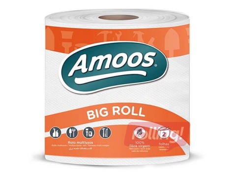 Papīra dvieļi Amoos Big Roll, 364 loksnes, 2 slāņi, 91m, 1 rullis