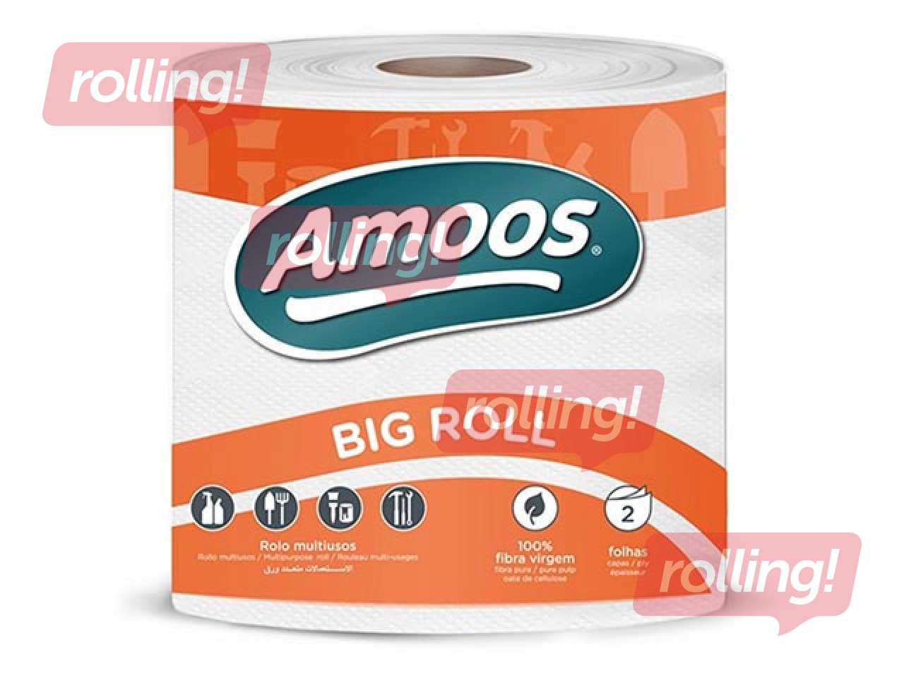 Papīra dvieļi Amoos Big Roll, 364 loksnes, 2 slāņi, 91m, 1 rullis