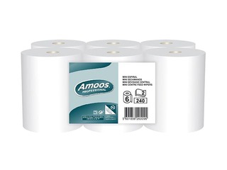Paper Towels in Rolls Amoos Mini Centerfeed, M1, 2-ply, 6 Rolls, 60m