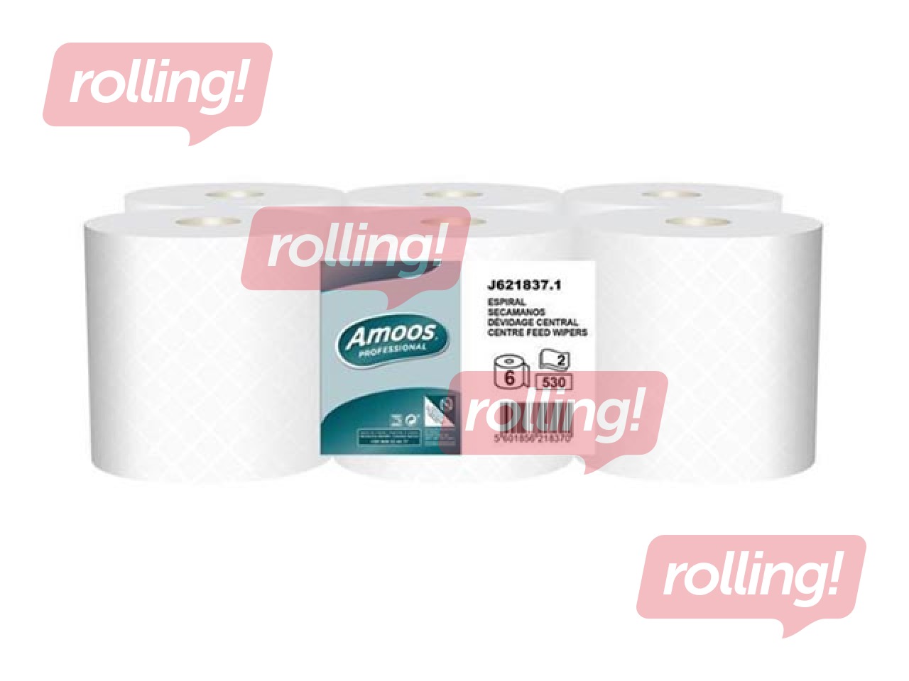 Papīra dvieļi Amoos Profesional, M2, 2 slāņi, 144m, 6 ruļļi