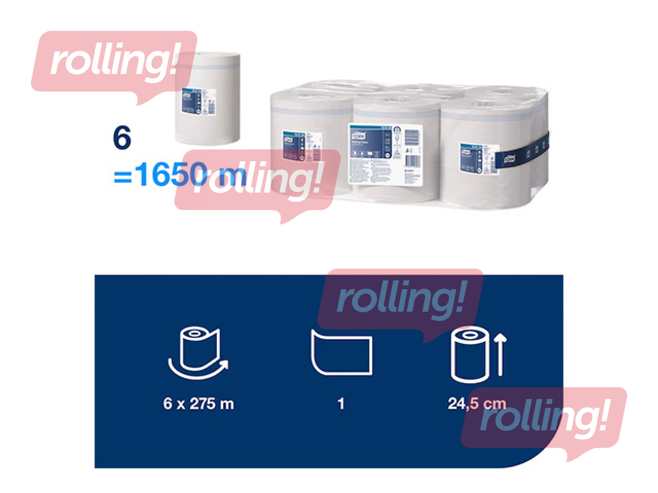 Papīra dvieļi Tork Centerfeed, M2, 1 slānis, 275m, 6 ruļļi