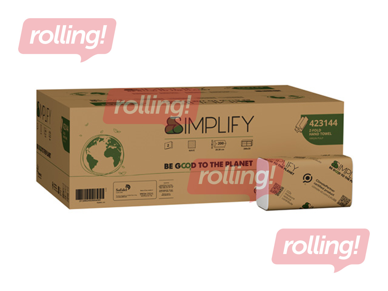 Бумажные полотенца листовые Papernet, Simplify, Z Fold, H2, 2 слоя, 200 листов, 10 пачек