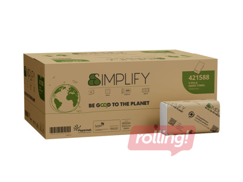 Paper hand towels in sheets Papernet, Simplify, V Fold, H2, 2-ply, 266 sheets, 15 packs
