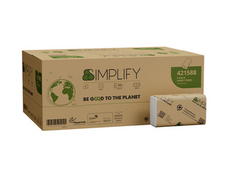 Papīra dvieļi Papernet Simplify, V Fold, H2, 2 slāņi, 266 loksnes, 15 paciņas