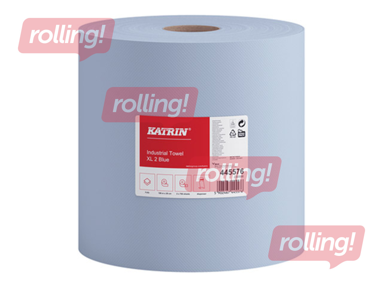 Industriālais papīrs Katrin XL, 2 slāņi, zils, 28cmx187.5m, 2 ruļļi