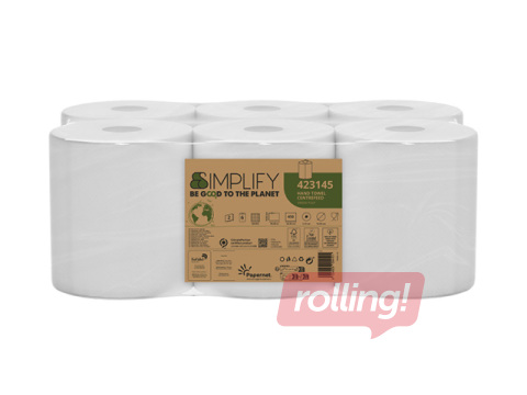 Paberist käterätikud Papernet Simplify, Centerfeed, M2, 2-kihilised, 90m, 6 rulli