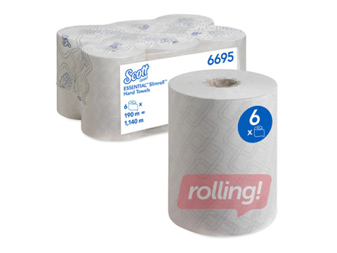 Paberrätikud Scott Essential Slimroll, 1-kihilised, 190m, 6 rulli
