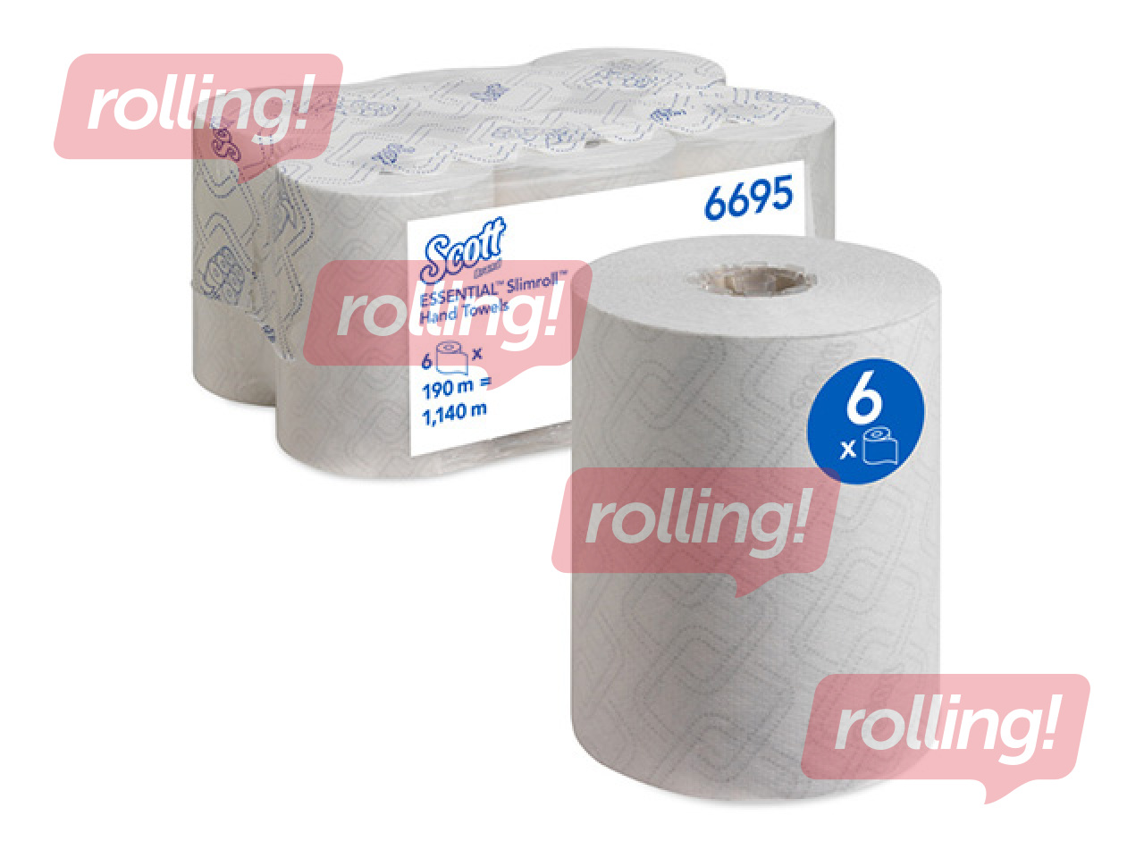 Paberrätikud Scott Essential Slimroll, 1-kihilised, 190m, 6 rulli