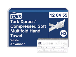 Бумажные полотенца Tork, Xpress, Multifold, H2, белые, 2 слоя, 240 листов, 12 пачек