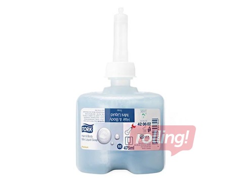 Vedelseep juustele ja kehale Tork Premium Mini Mild S2, helesinine, 475ml