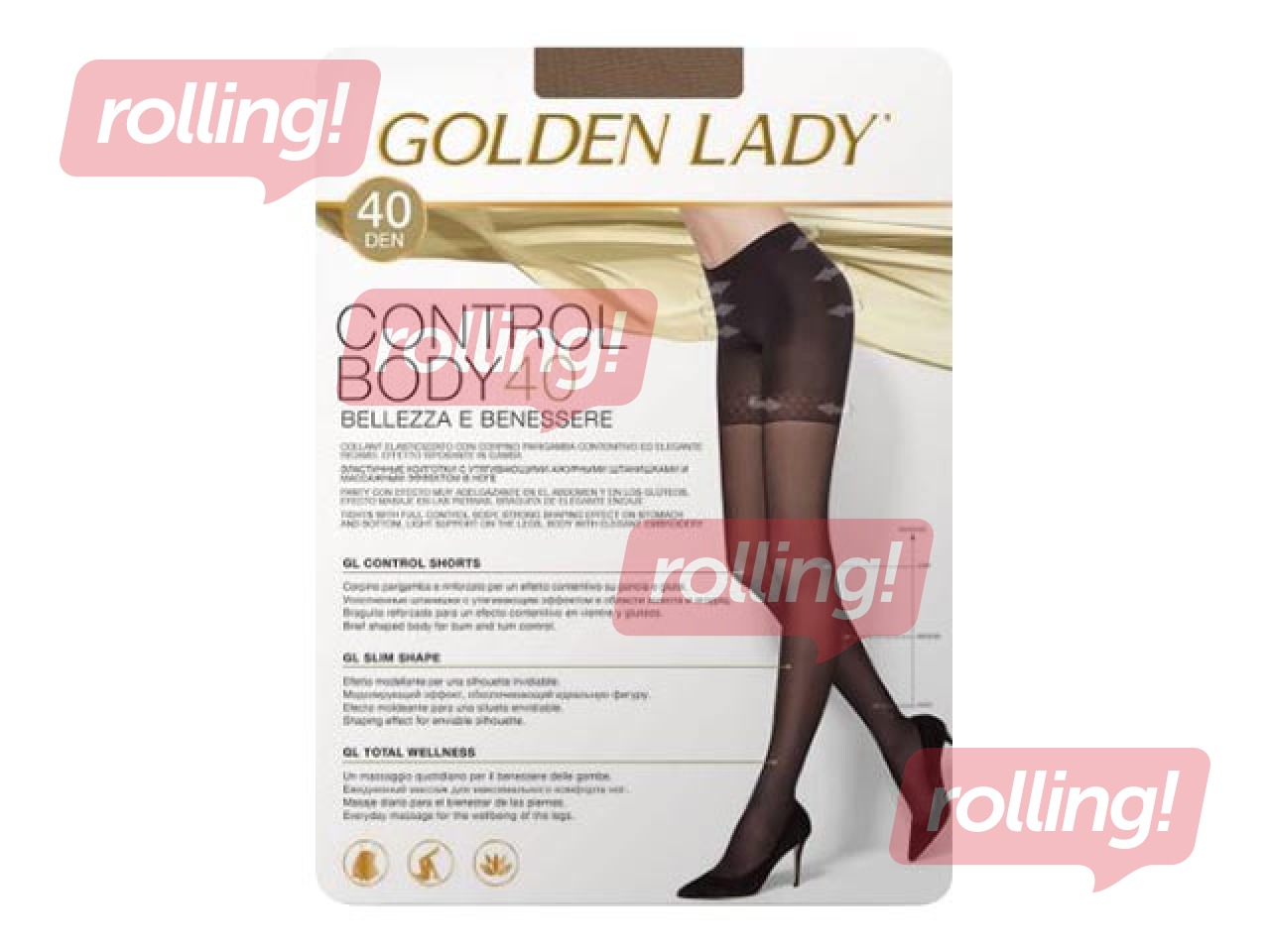 Naiste sukkpüksid, Control Body, Golden Lady, 40 den, Melon, 4 suurust