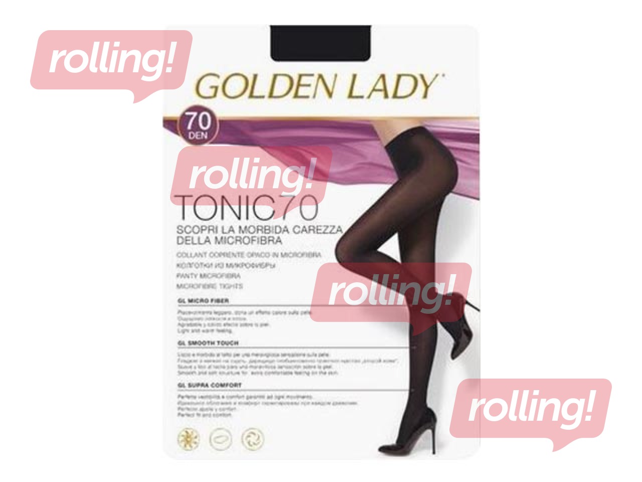 Sieviešu zeķubikses, Tonic, Golden Lady, 70 den, Nero, 2 izm.