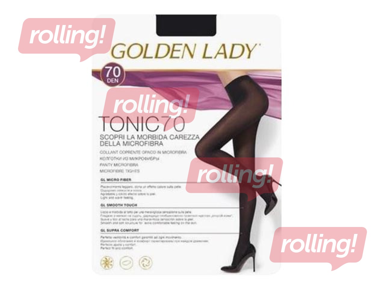 Naiste sukkpüksid, Tonic, Golden Lady, 70 den, Nero, 3 suurust